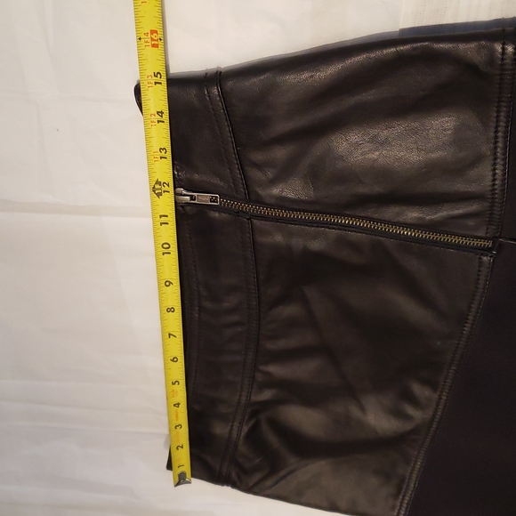 Halogen/NORDSTROM New Genuine LEATHER Wrap Scuba Moto SKIRT Sz 4 Business Black - Picture 11 of 15
